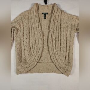 Lauren Ralph Lauren Tan Cable Knit Cardigan
